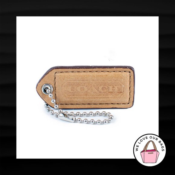 2" Medium COACH LIGHT SADDLE BROWN LEATHER NICKEL FOB BAG CHARM KEYCHAIN HANGTAG - Picture 1 of 1